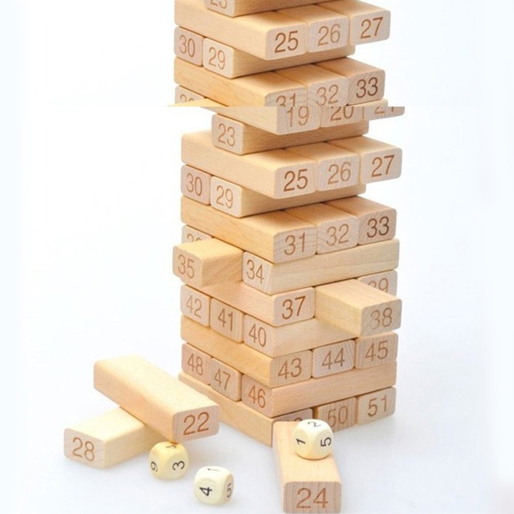 Creative Novel Wooden Digital Jenga Building Block Brain Game Toy Fashion Children Entertainment Intelligence Interaction Toys
