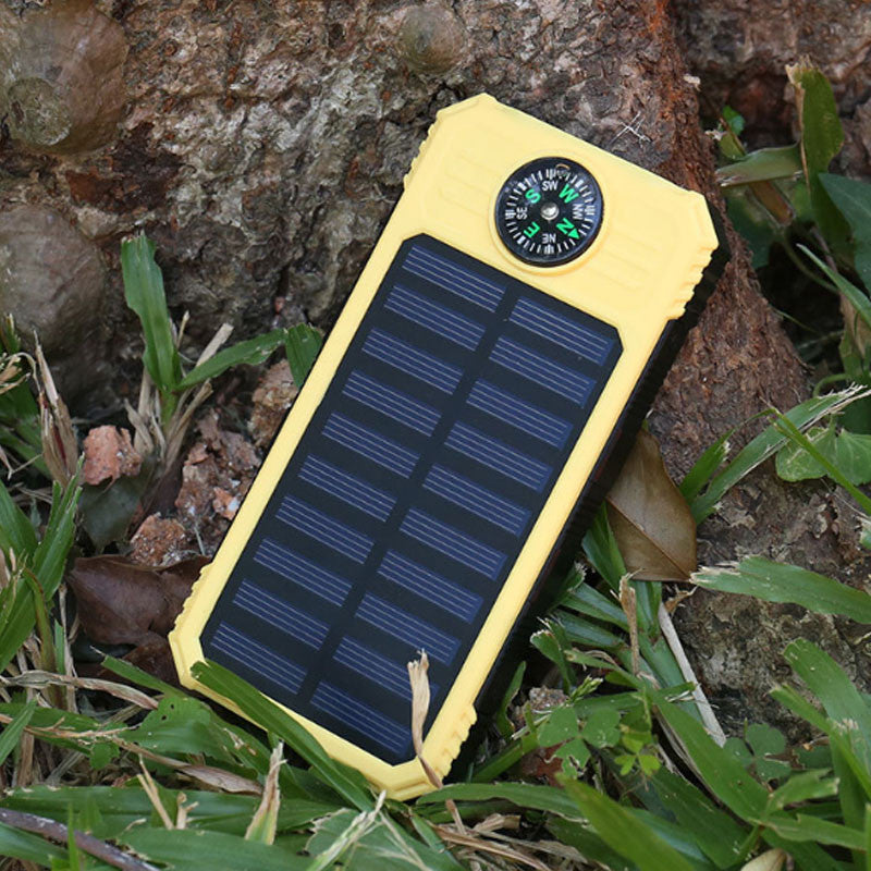 Solar PowerBank Dual USB PowerBank20000mAh Waterproof Powerbank Bateria External Portable Solar Panel with LED Light and compass